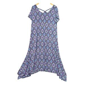 Chico's 2 Dress Short Sleeve Size Large Multicolor Stretch Tie Back Party Travel